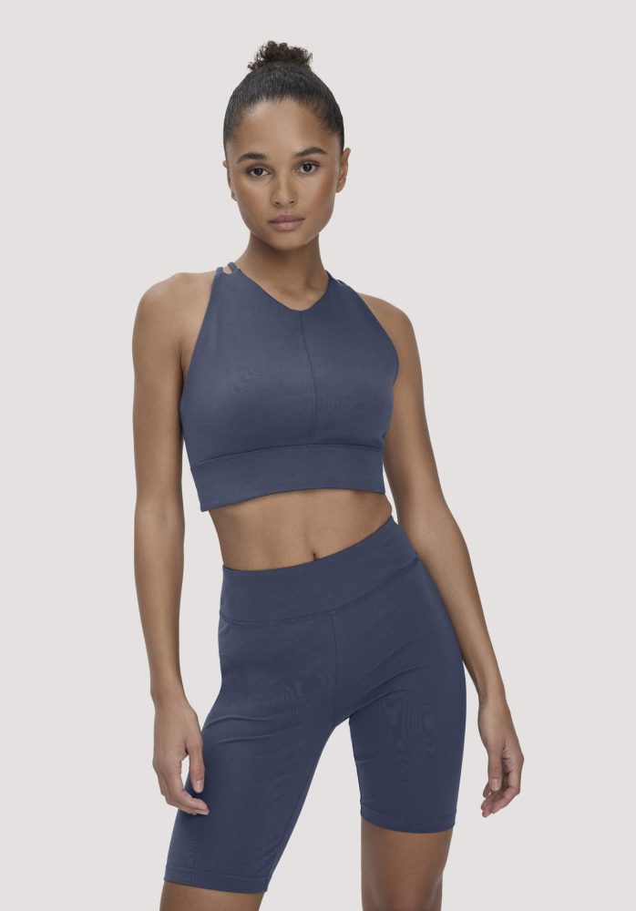 hessnatur Loungewear Bustier ACTIVE COMFORT aus Bio-Baumwolle - blau Grösse46