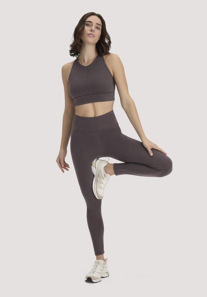 hessnatur Loungewear Leggings High Waist ACTIVE COMFORT aus Bio-Baumwolle - braun GrösseXXL/k