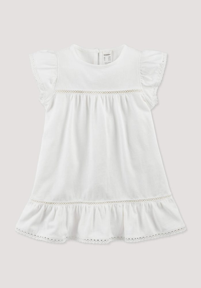 hessnatur Baby Jersey Kleid aus Bio-Baumwolle - weiß Grösse98/104