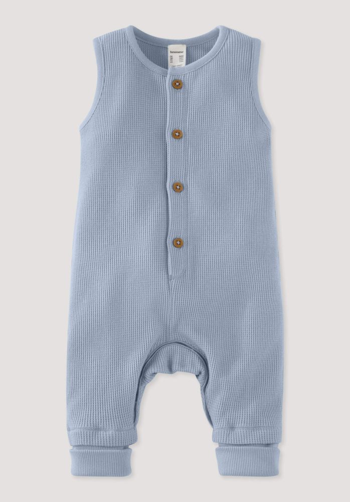 hessnatur Baby Piqué Strampler aus Bio-Baumwolle - blau Grösse50/56