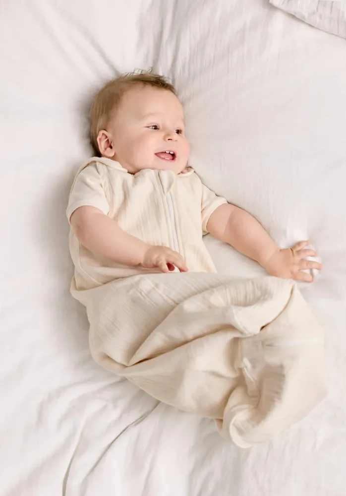 hessnatur Baby Musselin Schlafsack aus Bio-Baumwolle - naturfarben Grösse70cm