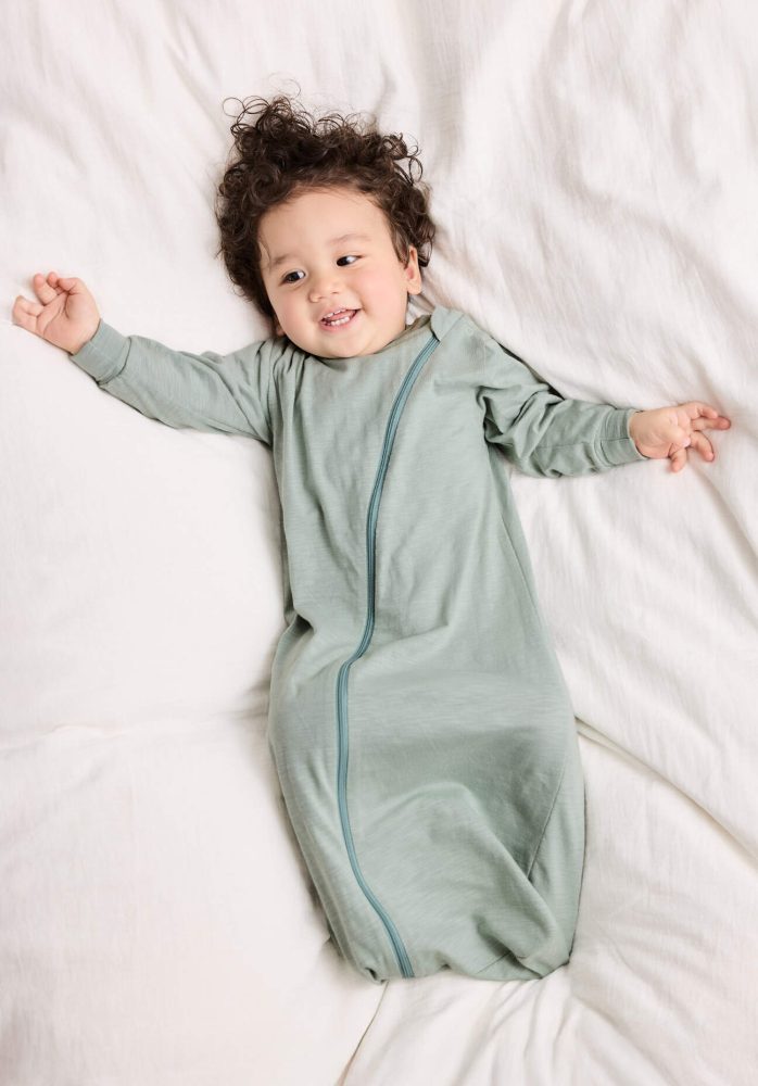 hessnatur Baby Light Slub Jersey Schlafsack aus Bio-Baumwolle - grün Grösse90cm