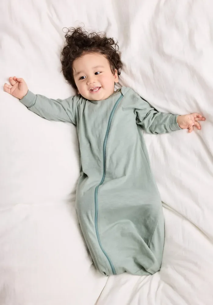 hessnatur Baby Light Slub Jersey Schlafsack aus Bio-Baumwolle - grün Grösse110cm