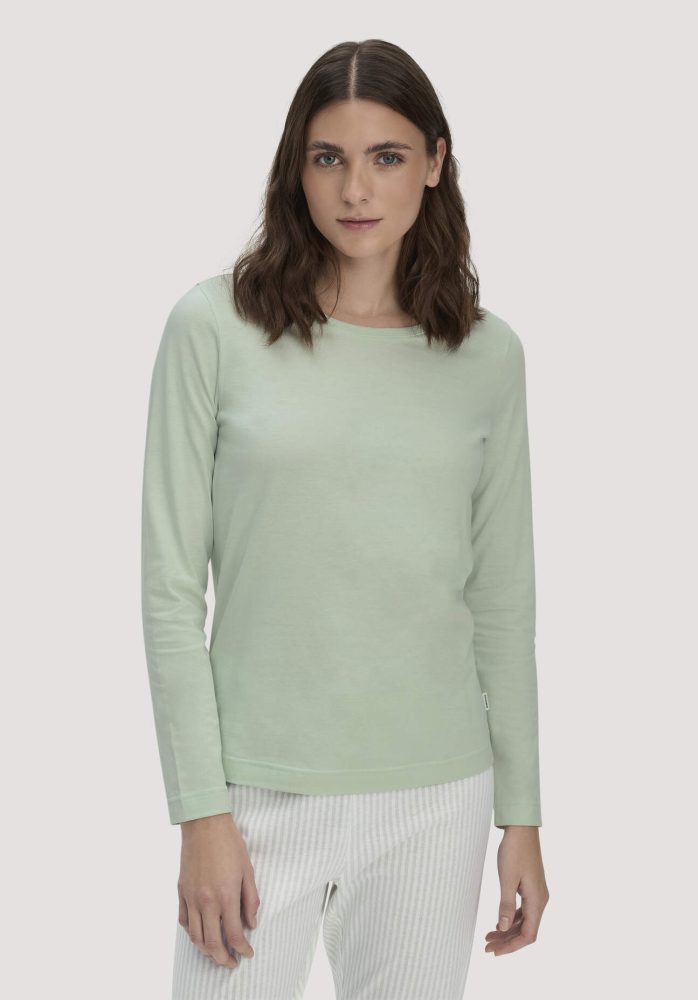 hessnatur Damen Schlaf Shirt PURE COTTON aus Bio-Baumwolle - grün Grösse38