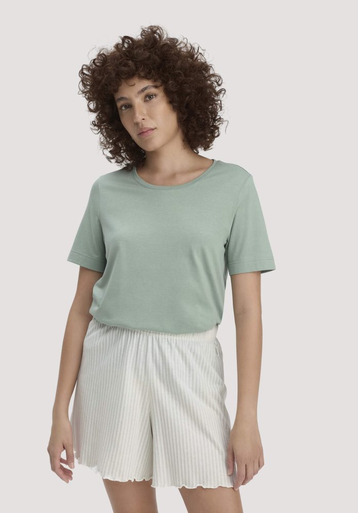 hessnatur Damen Schlaf T-Shirt PURE COTTON aus Bio-Baumwolle - grün Grösse34