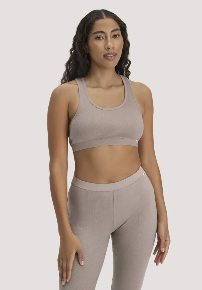hessnatur Damen Bustier Racerback SOFT RIB aus Bio-Baumwolle - beige Grösse34