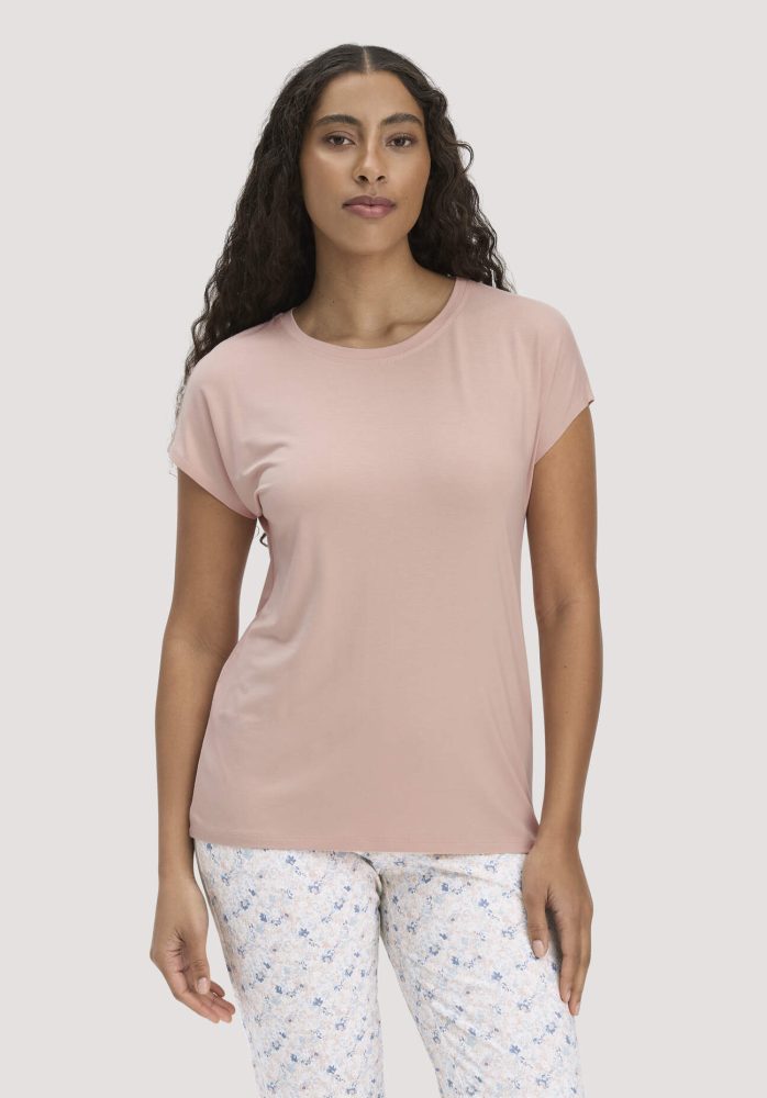 hessnatur Damen Schlaf T-Shirt PURE FLOW aus TENCEL™ Modal - rosa Grösse42
