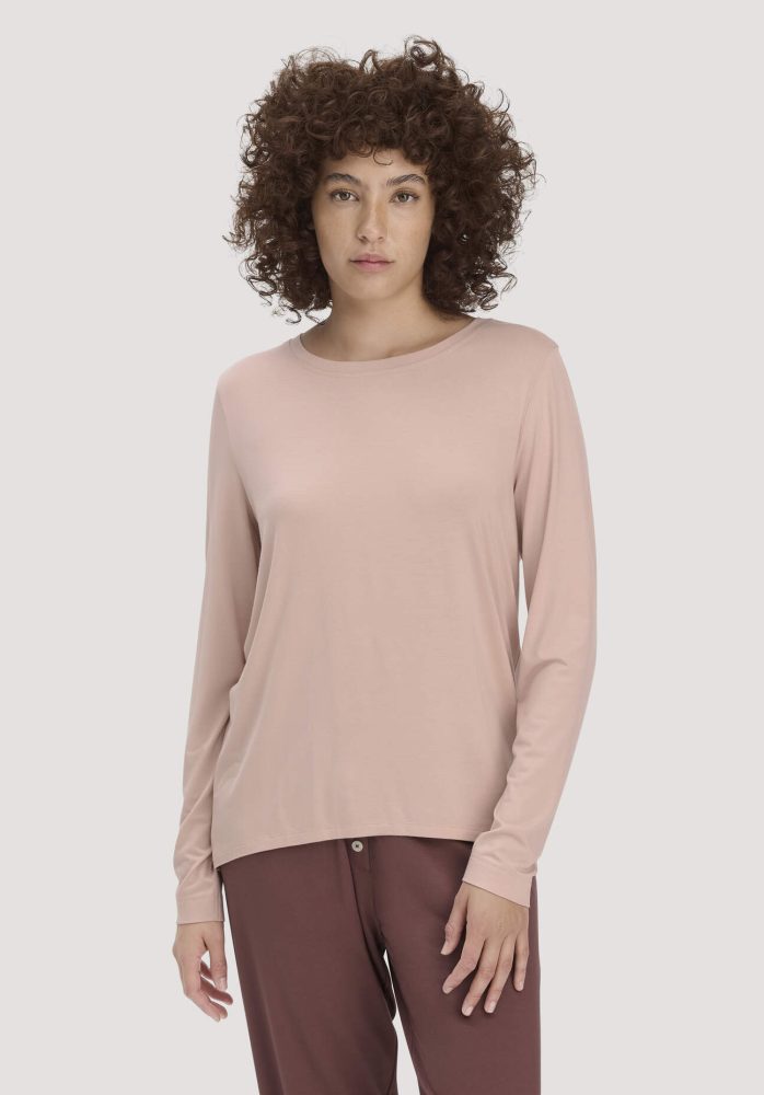hessnatur Damen Schlaf Longsleeve PURE FLOW aus TENCEL™ Modal - rosa Grösse38