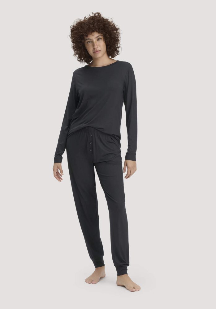 hessnatur Damen Pyjama PURE FLOW aus TENCEL™ Modal - schwarz Grösse34