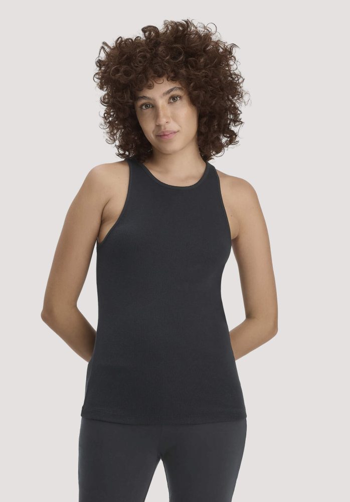 hessnatur Damen High-Neck Ribtop SOFT RIB aus Bio-Baumwolle - schwarz Grösse38