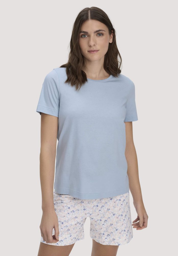 hessnatur Damen Pyjama PURE COTTON aus Bio-Baumwolle - blau Grösse36