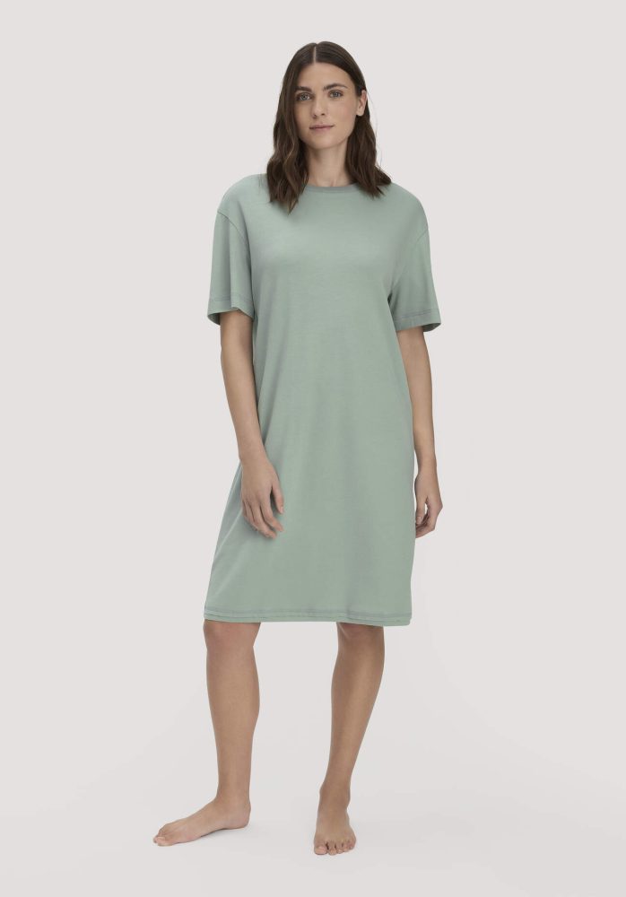 hessnatur Damen Nachthemd PURE COTTON aus Bio-Baumwolle - grün Grösse40