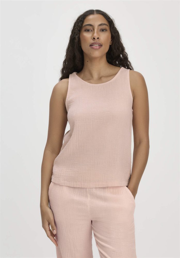 hessnatur Damen Musselin Top PURE COMFORT aus Bio-Baumwolle - rosa Grösse36