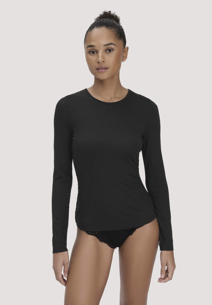 hessnatur Damen Longsleeve PURE FLOW aus TENCEL™ Modal - schwarz Grösse44