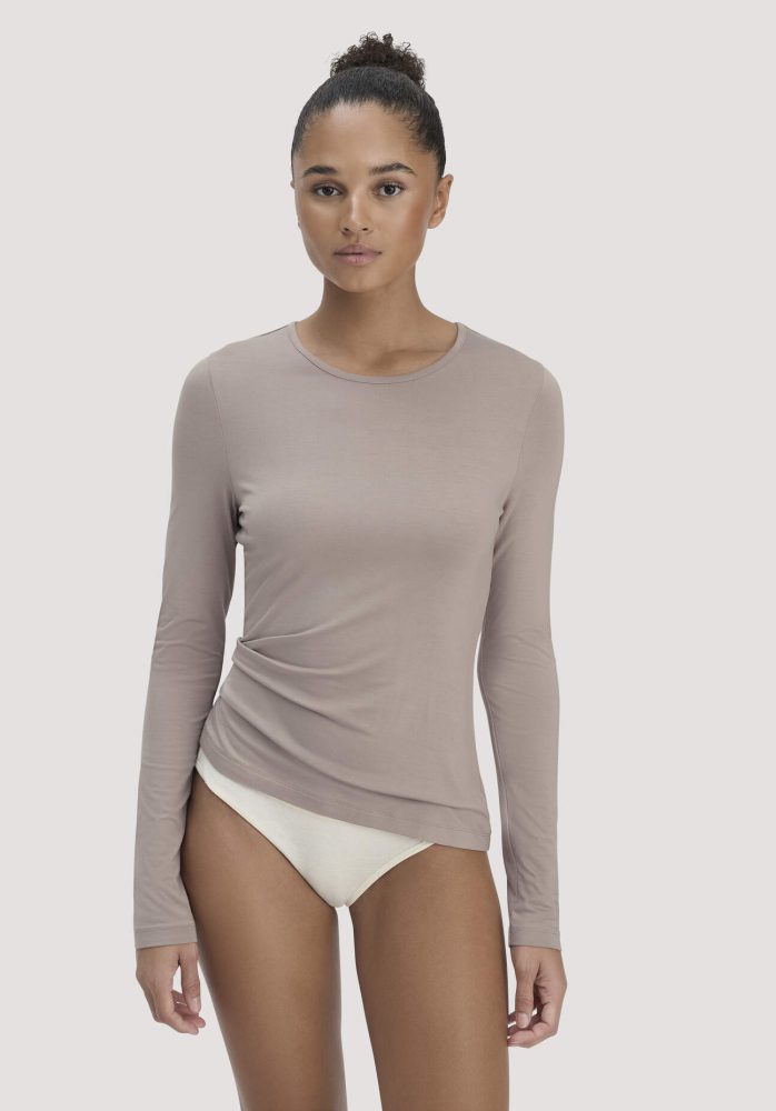 hessnatur Damen Longsleeve PURE FLOW aus TENCEL™ Modal - beige Grösse34