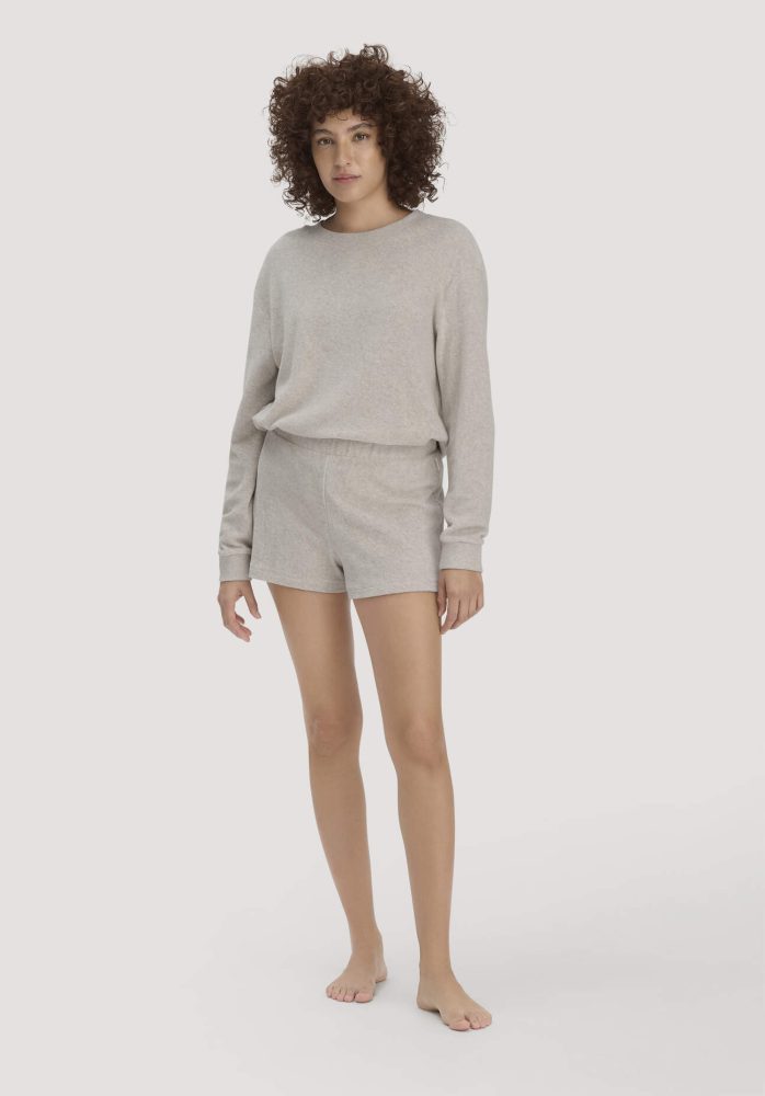 hessnatur Damen Frottee Shorts PURE COTTON aus Bio-Baumwolle - beige Grösse48