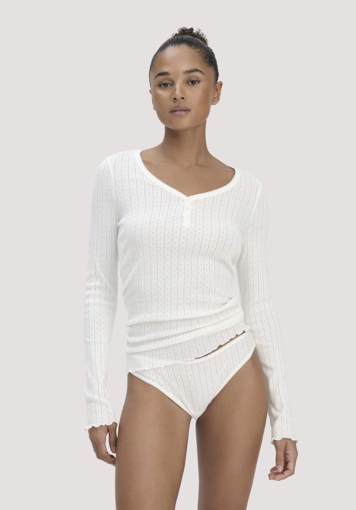 hessnatur Damen Pointelle Slip Regular Cut PURE COTTON aus Bio-Baumwolle - weiß Grösse46