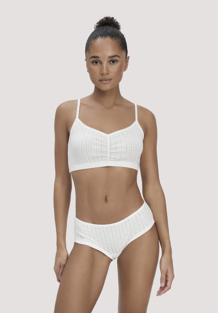 hessnatur Damen Pointelle Panty Regular Cut PURE COTTON aus Bio-Baumwolle - weiß Grösse46