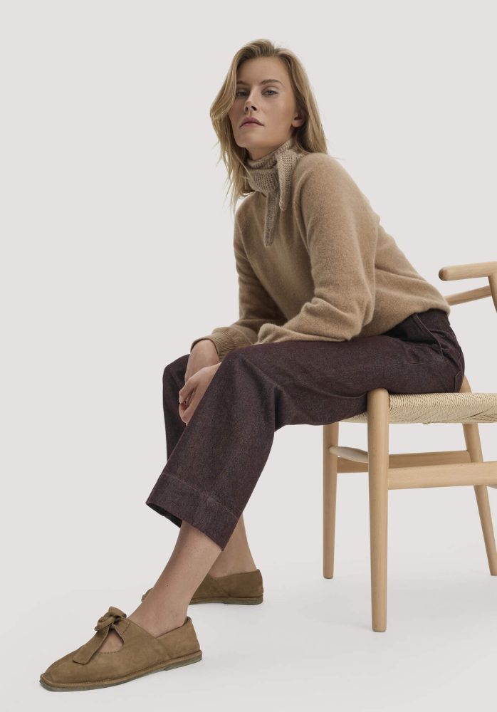 hessnatur Damen Ballerina aus Nubuk-Leder - braun Grösse36