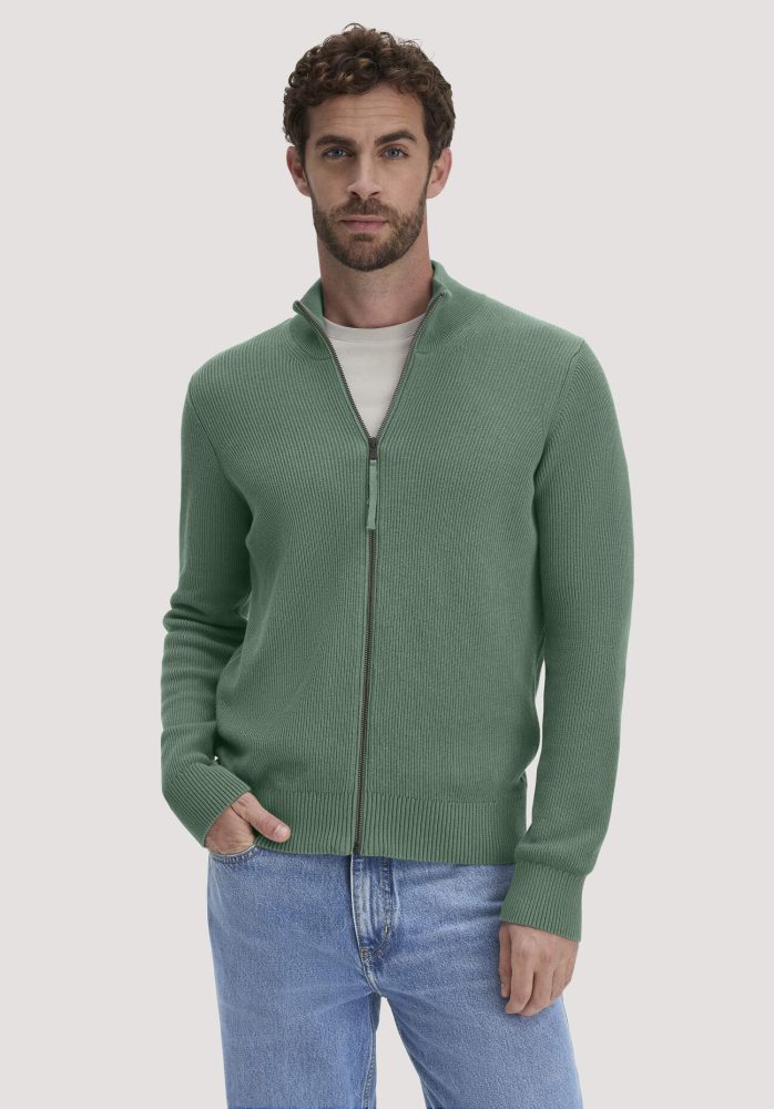 hessnatur Herren Strick Jacke Regular aus Bio-Baumwolle - grün GrösseS