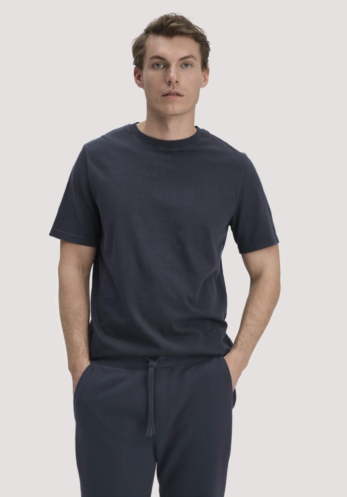 hessnatur Herren Heavy Jersey Shirt Relaxed aus Bio-Baumwolle - blau Grösse46