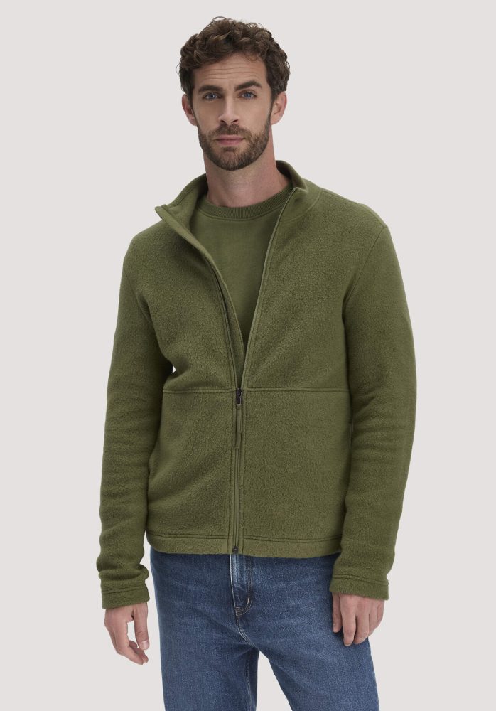 hessnatur Herren Fleece Jacke Slim aus Bio-Baumwolle - grün Grösse50