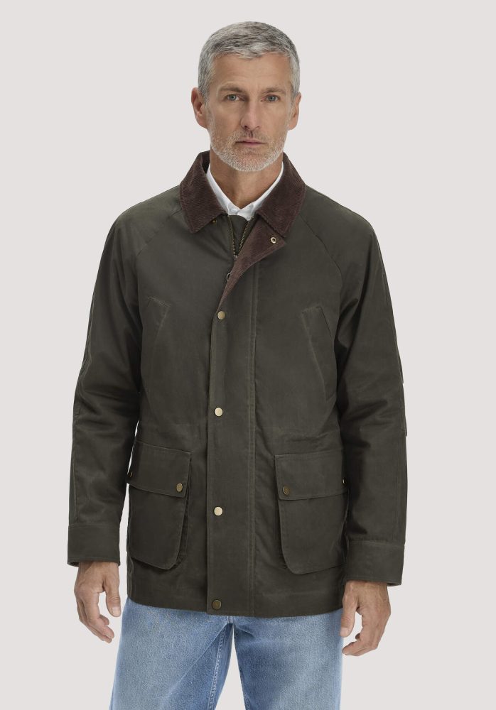 hessnatur Herren Wachsjacke Regular aus Bio-Baumwolle - grün Grösse50