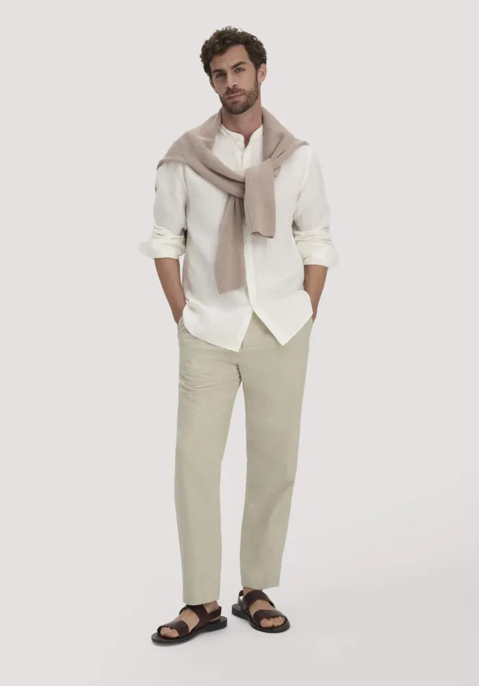 hessnatur Herren Hose RON Relaxed aus Bio-Baumwolle mit Leinen - naturfarben Grösse34/32