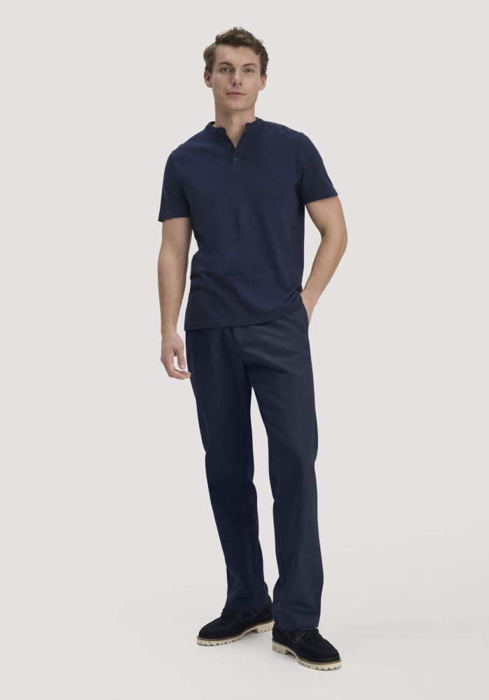hessnatur Herren Hose ENEA Regular aus Bio-Baumwolle mit Leinen - blau Grösse34/34