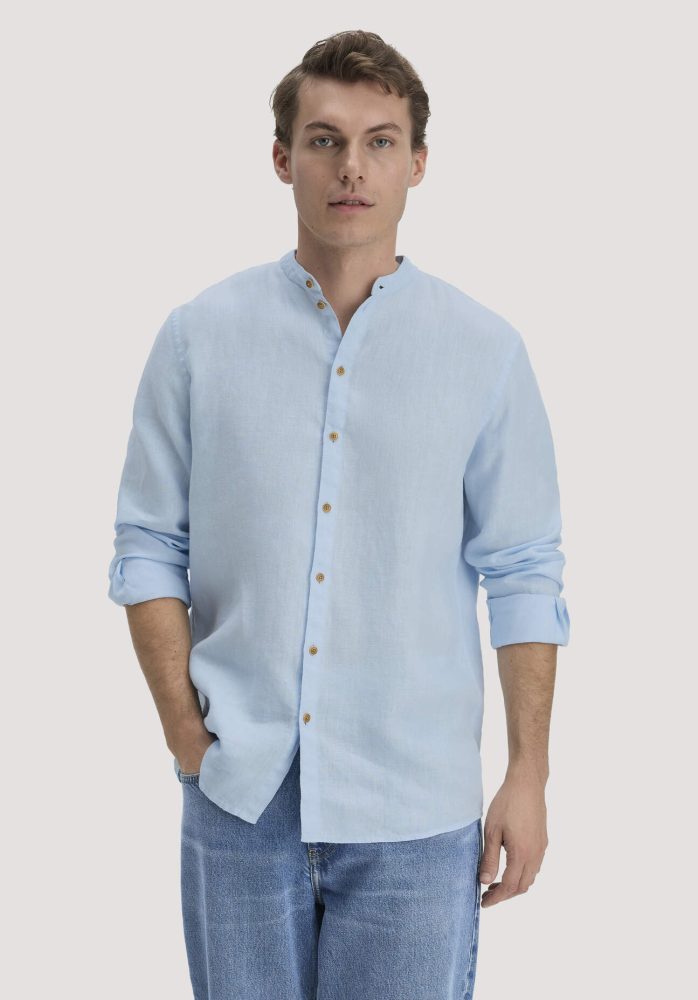hessnatur Herren Hemd Regular aus Leinen - blau GrösseXXL (45/46)