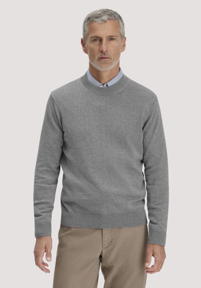 hessnatur Herren Strick Pullover Regular aus Bio-Baumwolle - grau GrösseM