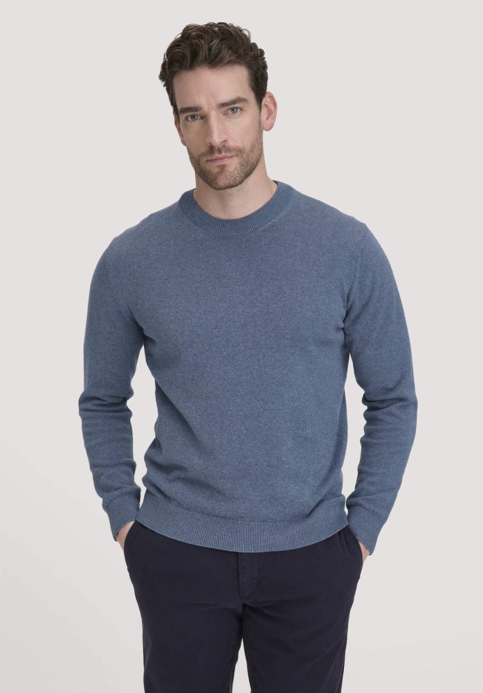 hessnatur Herren Strick Pullover Regular aus Bio-Baumwolle - blau GrösseS