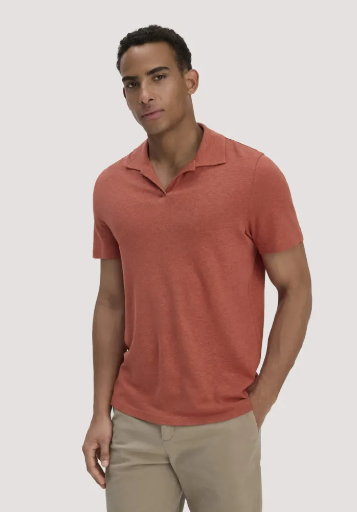 hessnatur Herren Jersey Polo Relaxed aus Leinen und Bio-Baumwolle - braun Grösse56