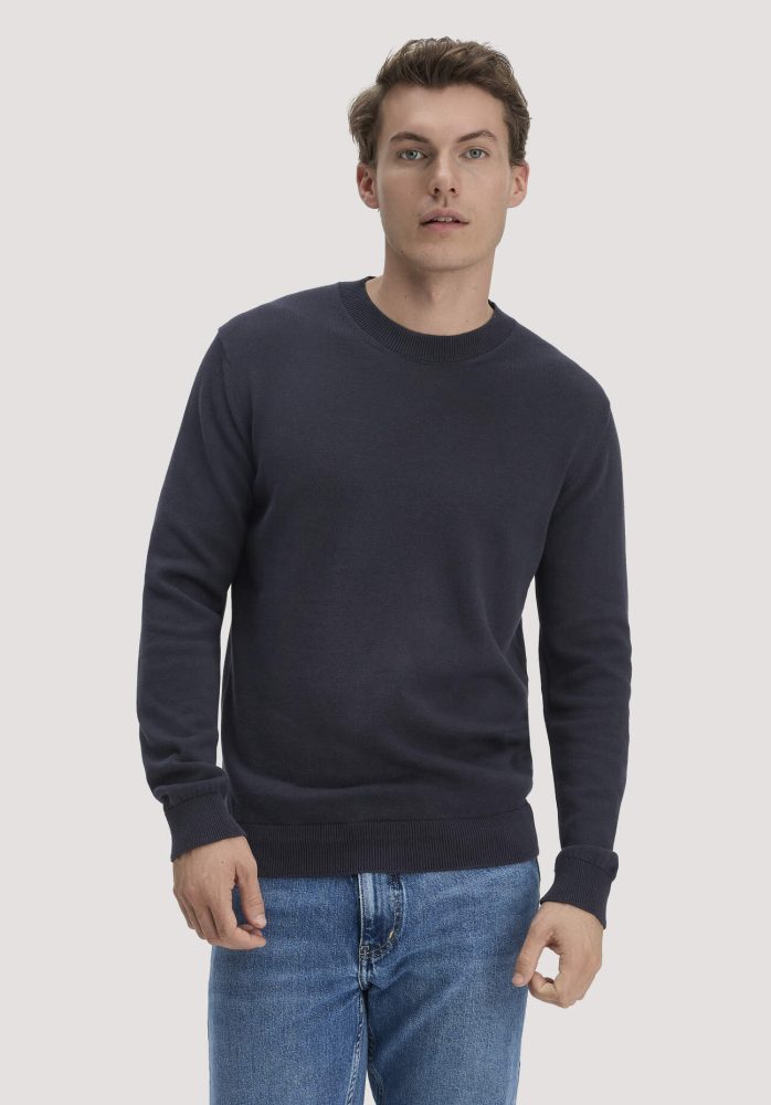 hessnatur Herren Strick Pullover Regular aus Bio-Baumwolle - blau GrösseM