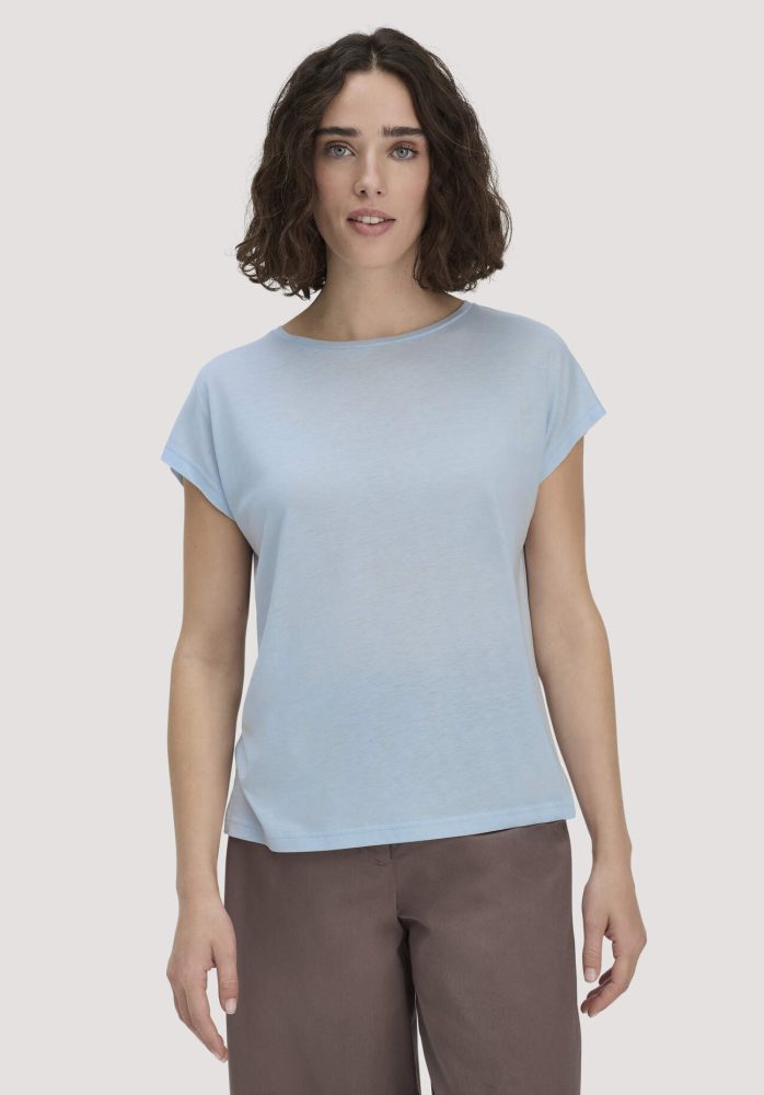 hessnatur Damen T-Shirt Oversize aus TENCEL™ Lyocell mit Bio-Baumwolle - blau GrösseL