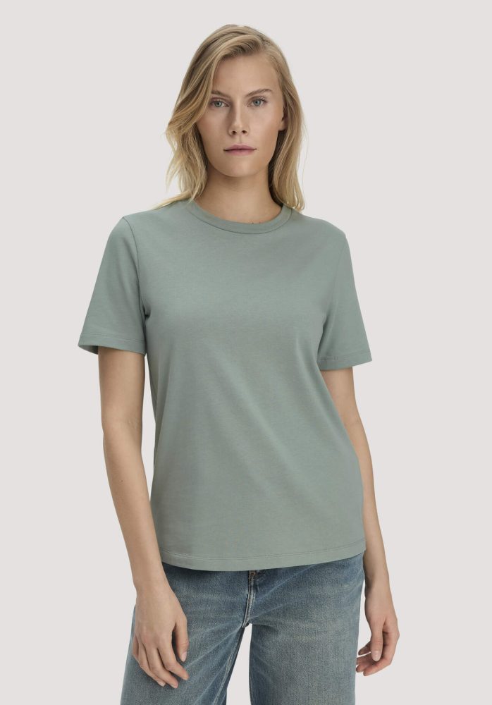 hessnatur Damen Heavy T-Shirt Relaxed aus Bio-Baumwolle - grün Grösse40