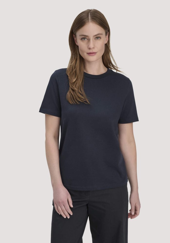hessnatur Damen Heavy T-Shirt Relaxed aus Bio-Baumwolle - blau Grösse34