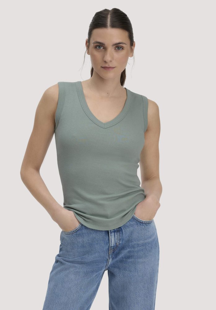 hessnatur Damen Softrib Top Fitted aus Bio-Baumwolle und TENCEL™ Modal - grün Grösse36
