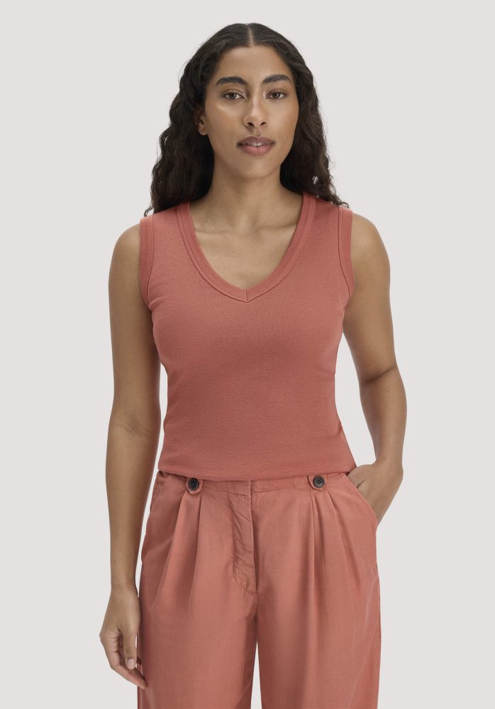hessnatur Damen Softrib Top Fitted aus Bio-Baumwolle und TENCEL™ Modal - orange Grösse34