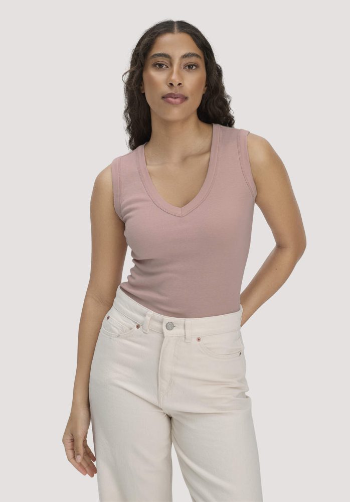 hessnatur Damen Softrib Top Fitted aus Bio-Baumwolle und TENCEL™ Modal - rosa Grösse46