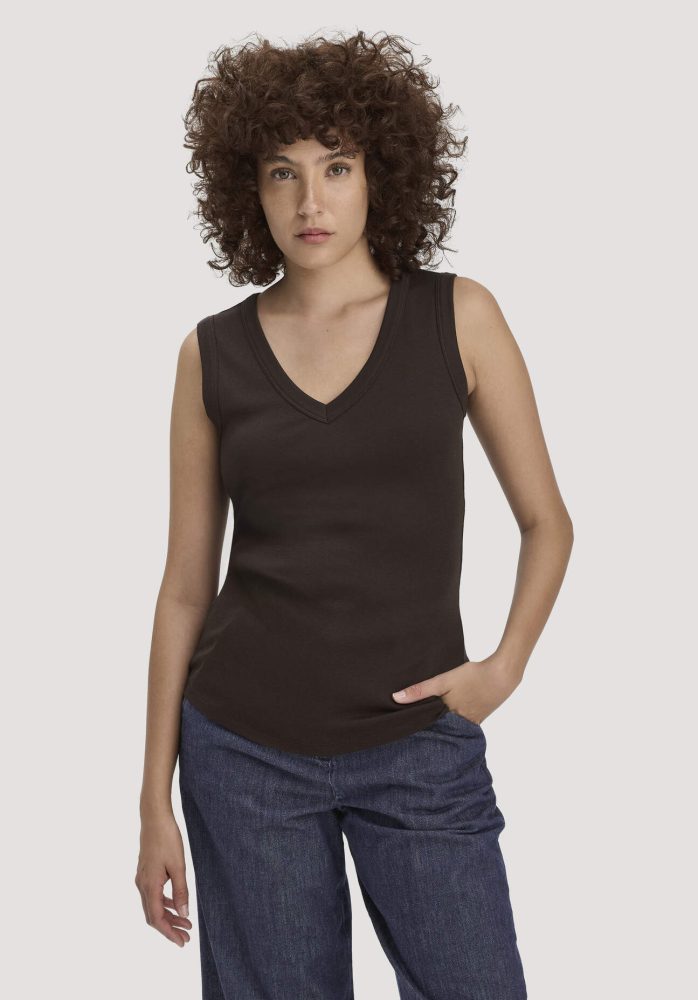 hessnatur Damen Softrib Top Fitted aus Bio-Baumwolle und TENCEL™ Modal - braun Grösse36