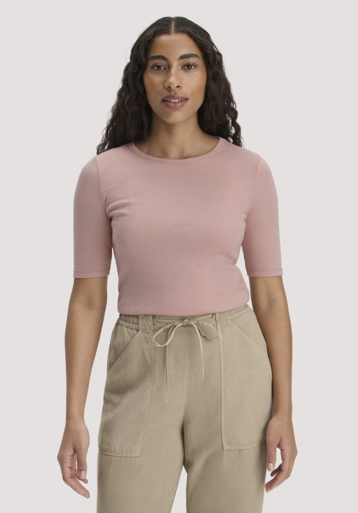 hessnatur Damen Softrib T-Shirt Fitted aus Bio-Baumwolle und TENCEL™ Modal - rosa Grösse46