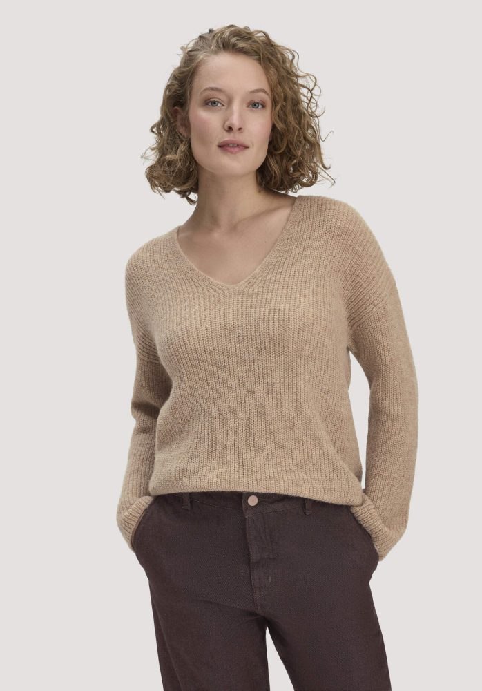 hessnatur Damen Strick Pullover Relaxed aus Alpaka - beige GrösseM