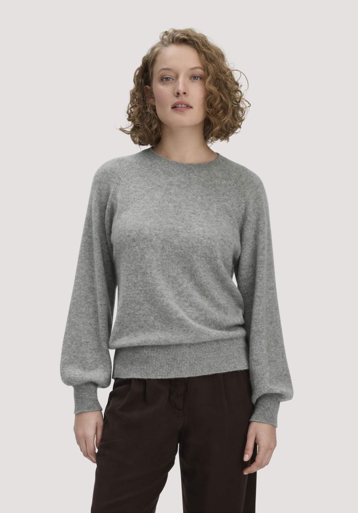 hessnatur Damen Strick Pullover Relaxed BETTER RECYCLING aus Cashmere - grau - Größe XL