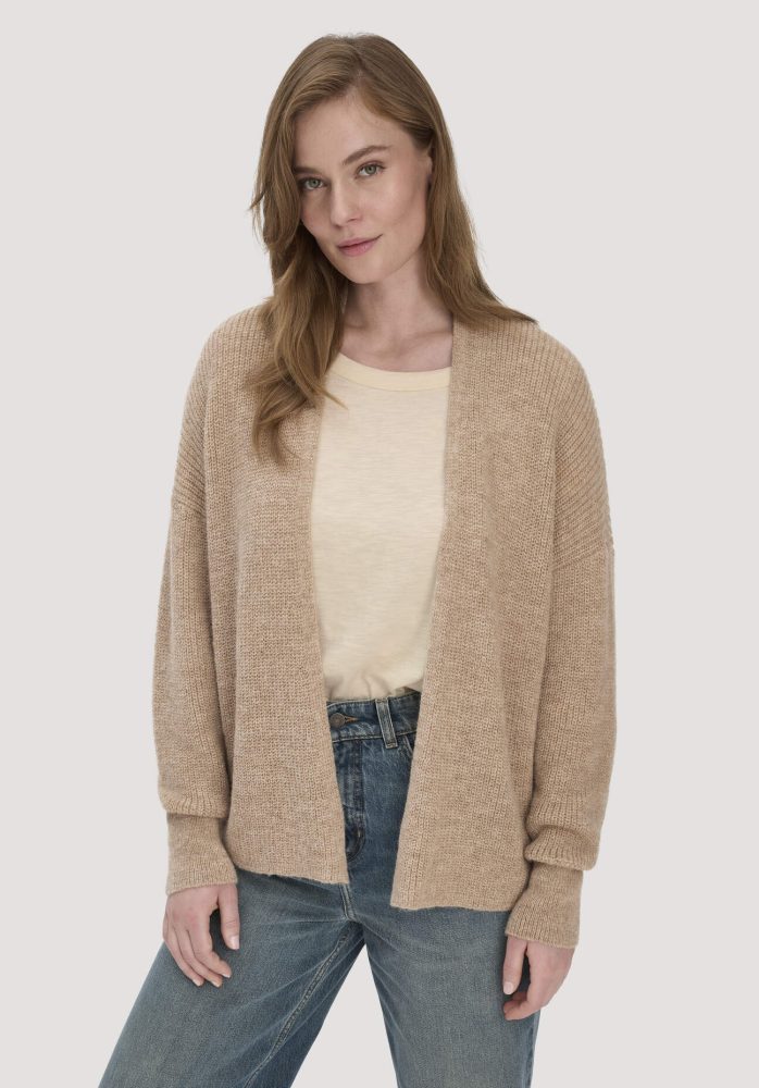 hessnatur Damen Strick Jacke Oversize aus Alpaka - beige GrösseM