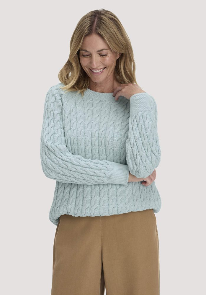 hessnatur Damen Strick Pullover Regular aus Bio-Baumwolle - blau GrösseXL