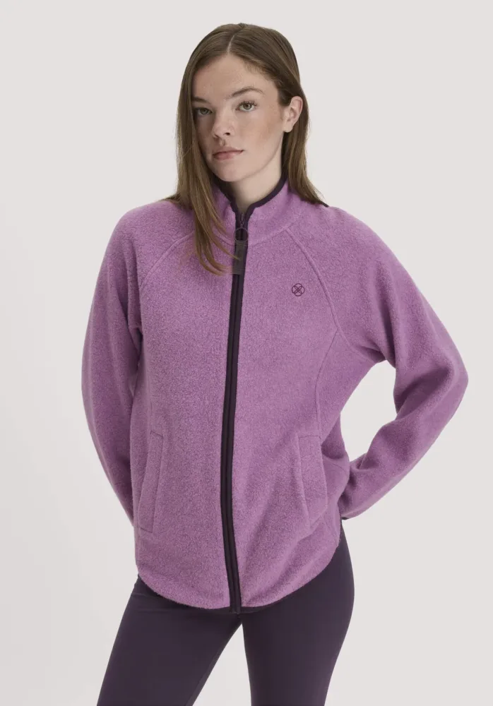 hessnatur Loungewear Fleece Jacke Relaxed ACTIVE LIGHT aus Bio-Baumwolle - lila - Größe S