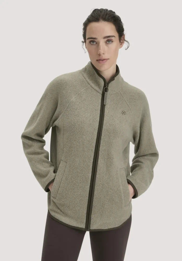 hessnatur Loungewear Fleece Jacke Relaxed ACTIVE LIGHT aus Bio-Baumwolle - grün - Größe M