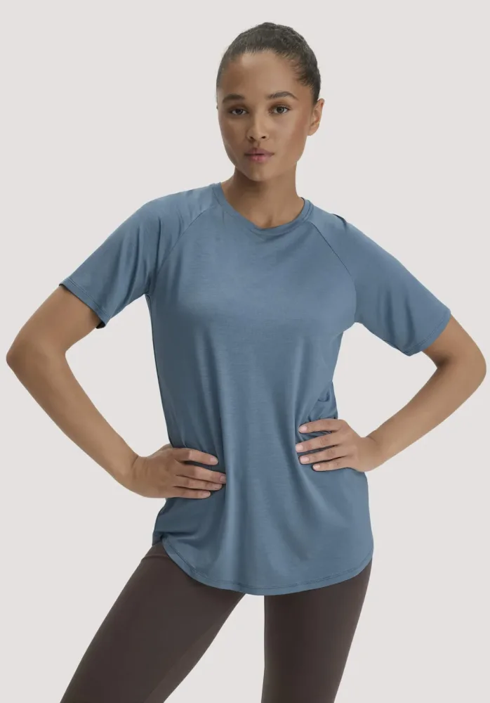 hessnatur Loungewear T-Shirt Regular ACTIVE COMFORT aus TENCEL? Lyocell - blau - Größe 36