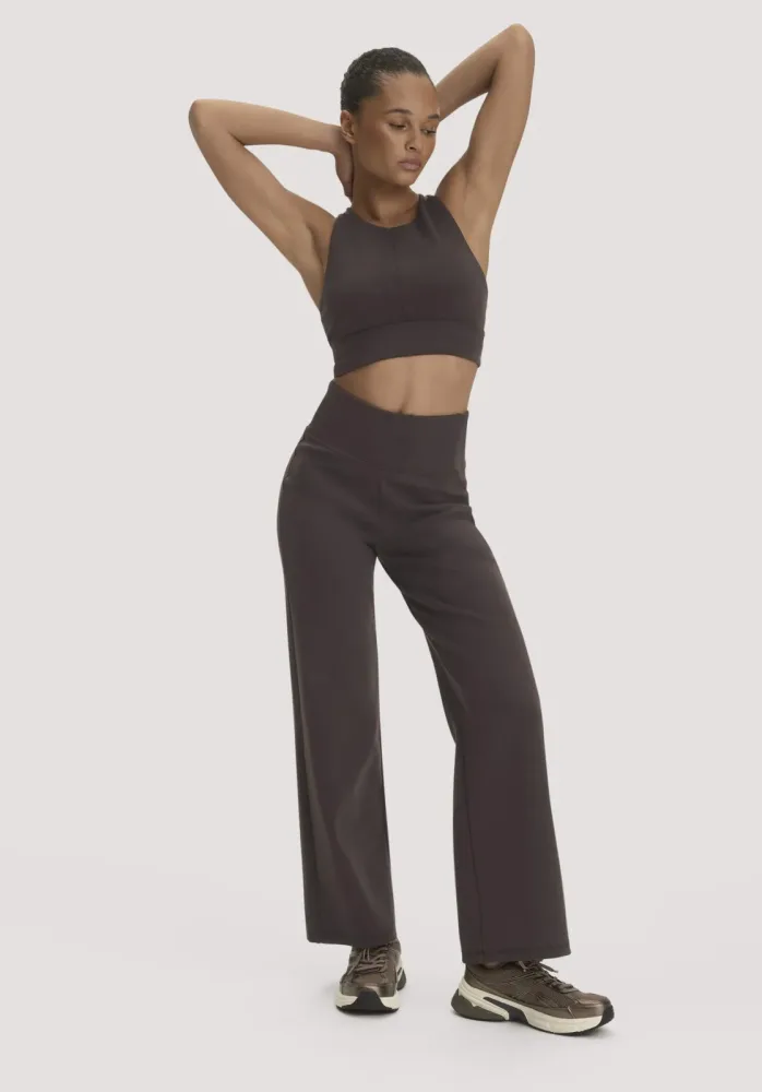 hessnatur Loungewear Hose Wide Leg ACTIVE COMFORT aus Bio-Baumwolle - braun - Größe M